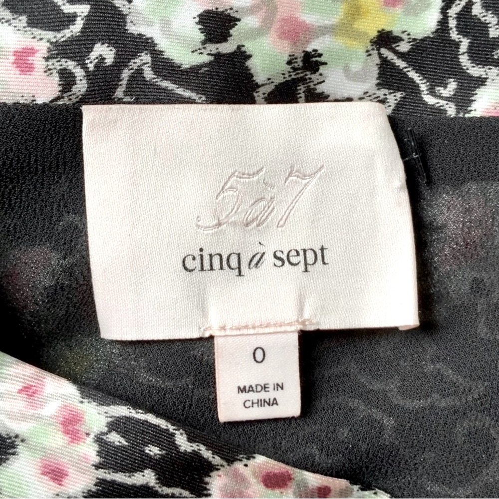 CINQ à SEPT Midi Jessica Dress Multicolor Floral Print Black Pink Size 0 - Picture 11 of 15